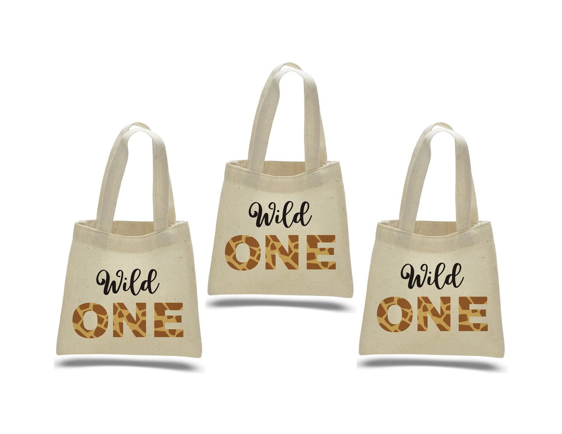 Wild One Safari Favor Bags - First Birthday Cotton Totes