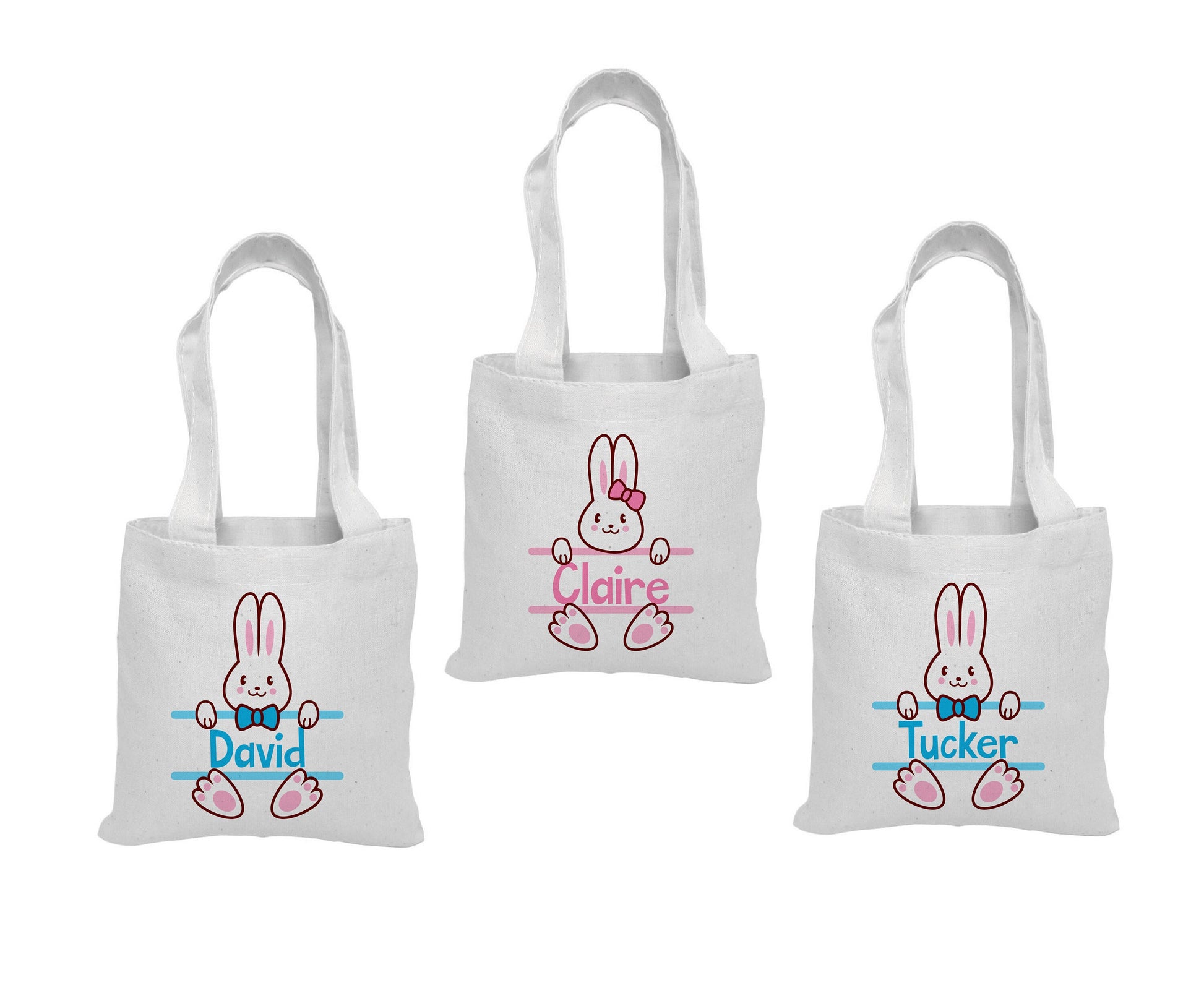 Personalized Easter Bunny Party Favor Bags - Set of Three Bags