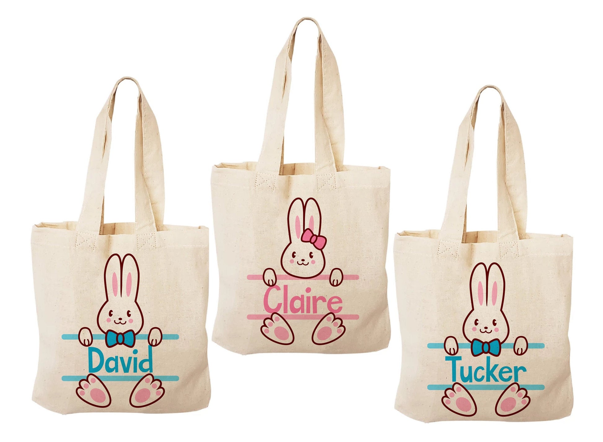 Personalized Easter Bunny Party Favor Bags - Set of Three Bags