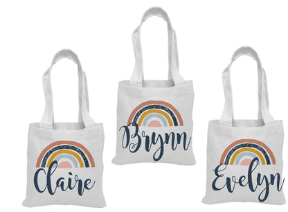 Custom Rainbow Party Favor Bags - Perfect for Rainbow Themed Parties & Events! - Set of Three Bags Personalized with Guest Names