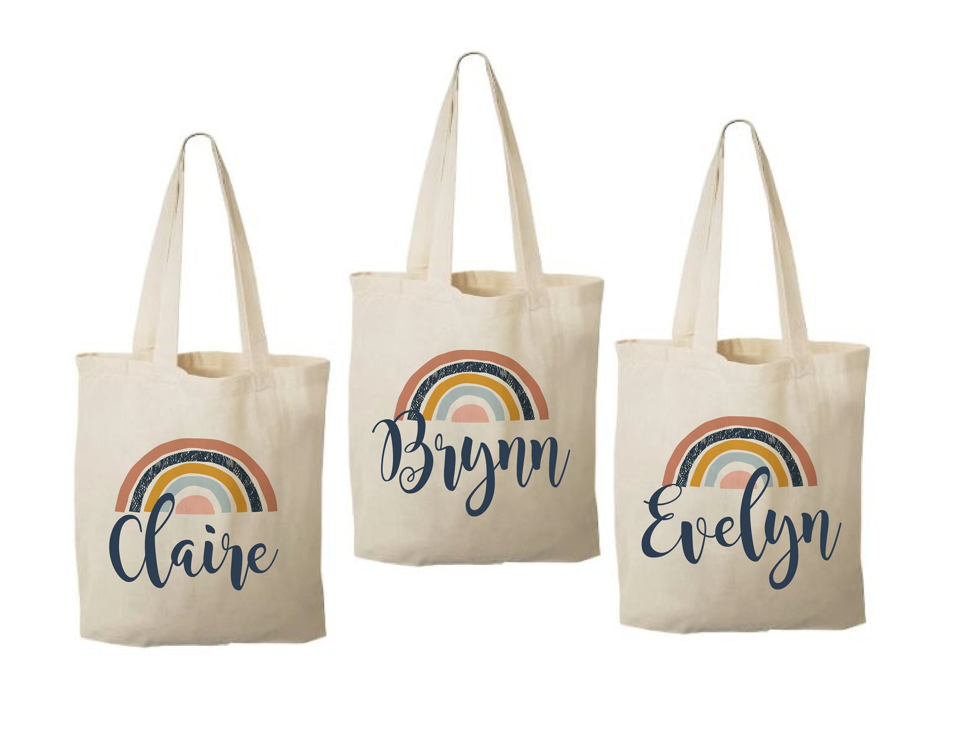 Custom Rainbow Party Favor Bags - Perfect for Rainbow Themed Parties & Events! - Set of Three Bags Personalized with Guest Names