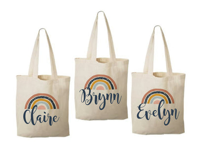 Custom Rainbow Party Favor Bags - Perfect for Rainbow Themed Parties & Events! - Set of Three Bags Personalized with Guest Names