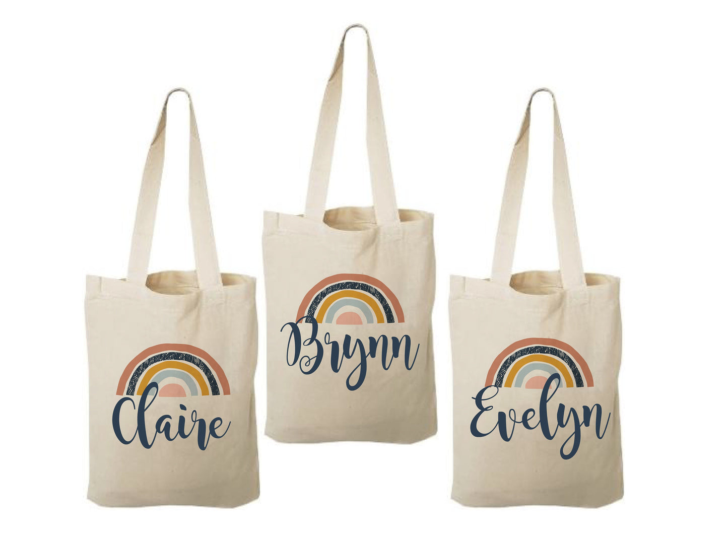 Custom Rainbow Party Favor Bags - Perfect for Rainbow Themed Parties & Events! - Set of Three Bags Personalized with Guest Names