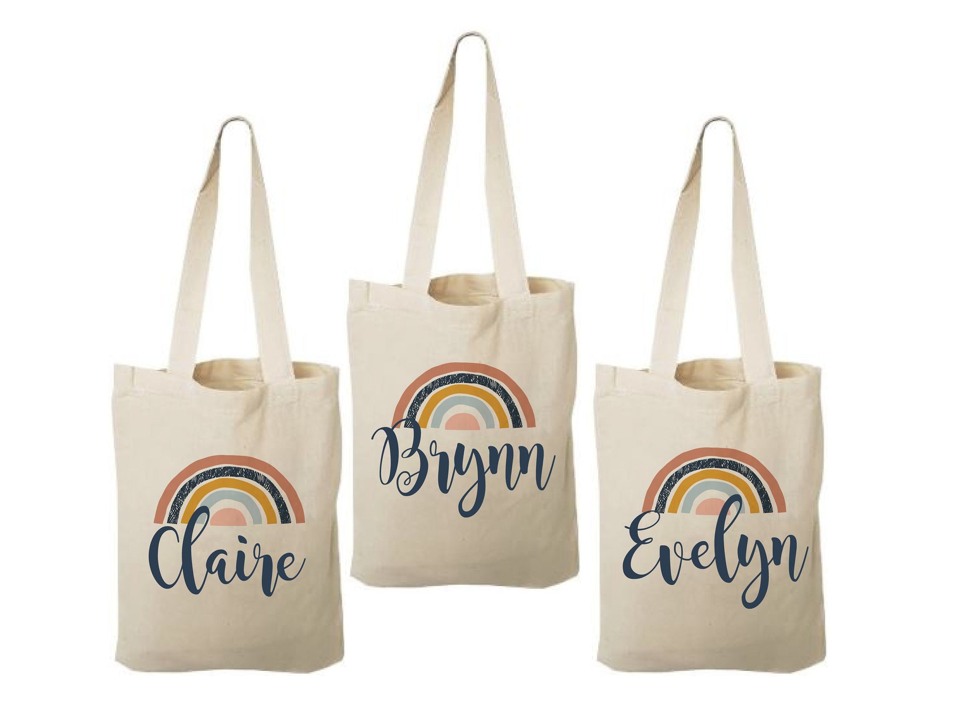 Custom Rainbow Party Favor Bags - Perfect for Rainbow Themed Parties & Events! - Set of Three Bags Personalized with Guest Names