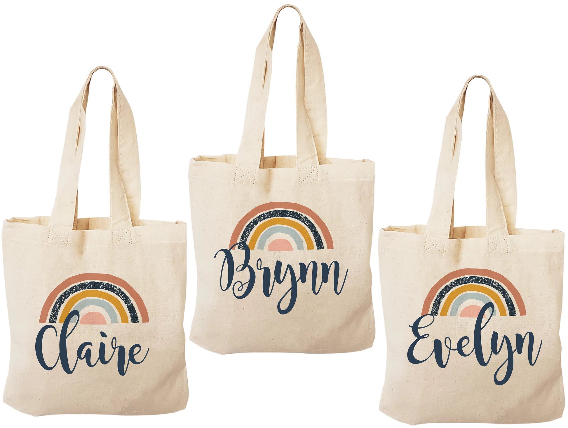 Custom Rainbow Party Favor Bags - Perfect for Rainbow Themed Parties & Events! - Set of Three Bags Personalized with Guest Names