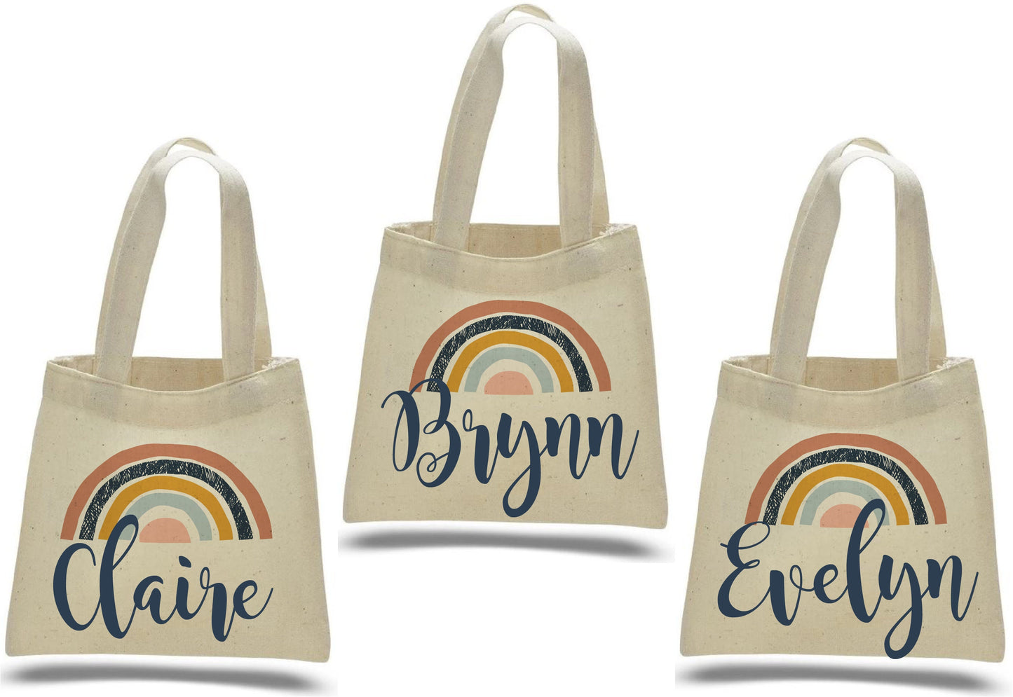 Custom Rainbow Party Favor Bags - Perfect for Rainbow Themed Parties & Events! - Set of Three Bags Personalized with Guest Names
