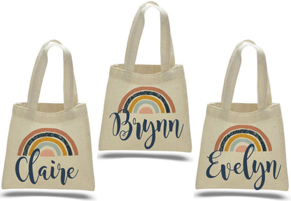 Custom Rainbow Party Favor Bags - Perfect for Rainbow Themed Parties & Events! - Set of Three Bags Personalized with Guest Names