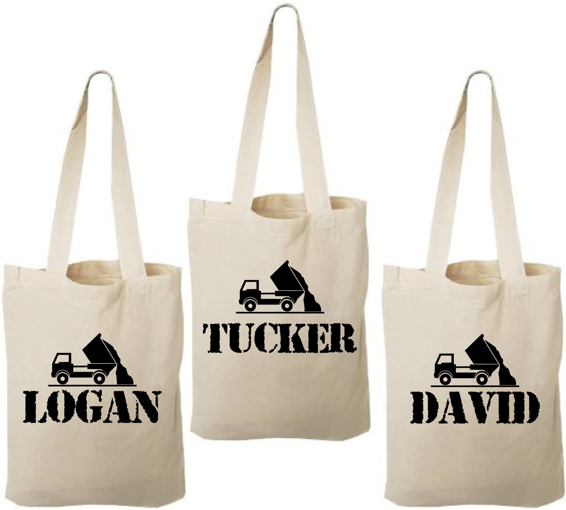 Personalized Dump Truck Party Favor Bags - Set of Three Bags