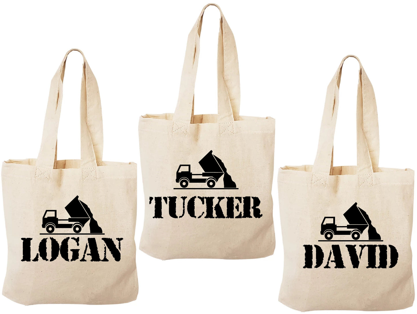 Personalized Dump Truck Party Favor Bags - Set of Three Bags