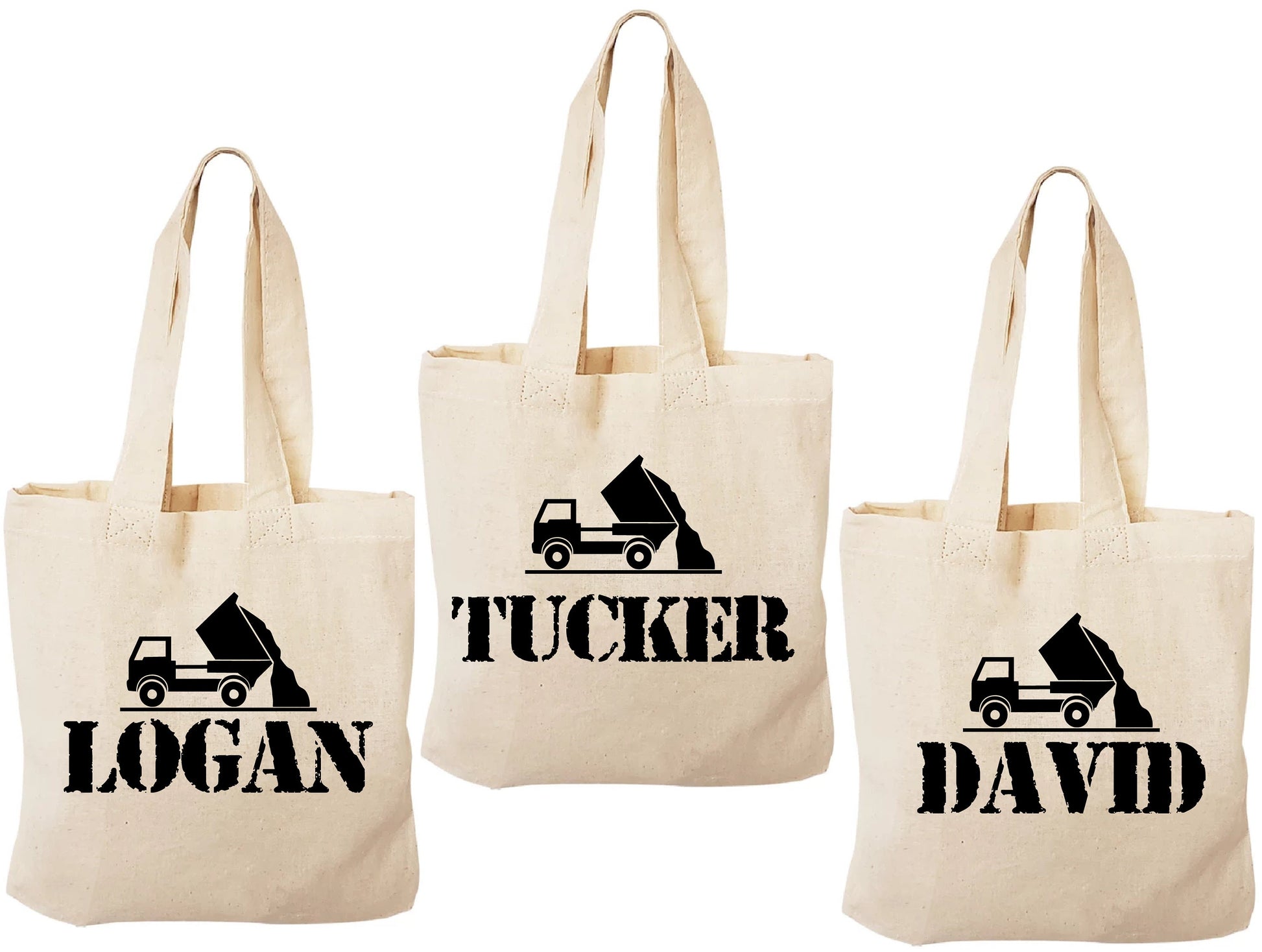 Personalized Dump Truck Party Favor Bags - Set of Three Bags