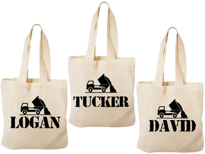 Personalized Dump Truck Party Favor Bags - Set of Three Bags
