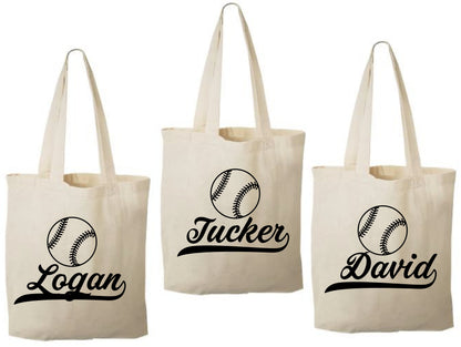 Personalized Baseball Favor Bags – Custom Name Cotton Totes, Team Party