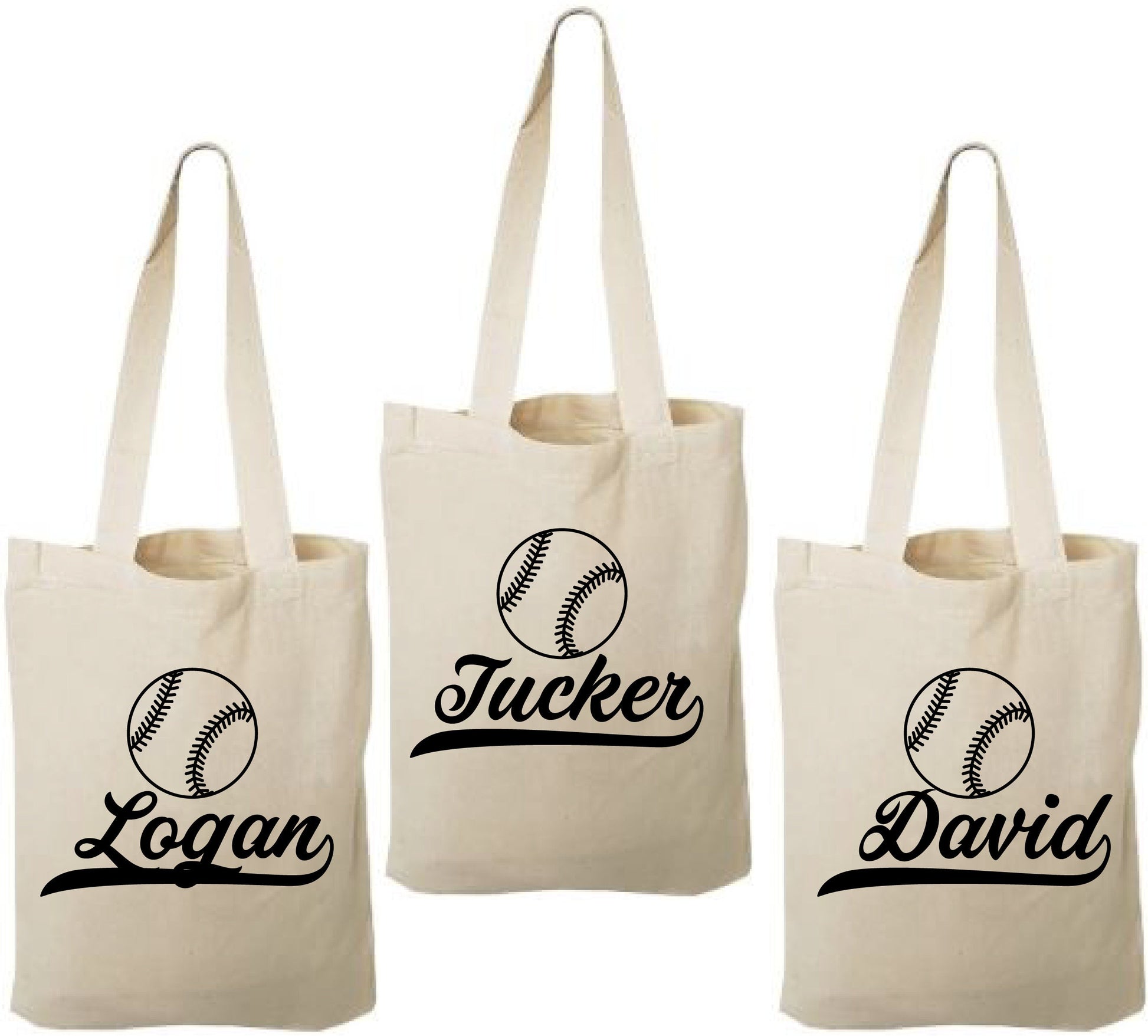 Personalized Baseball Favor Bags – Custom Name Cotton Totes, Team Party