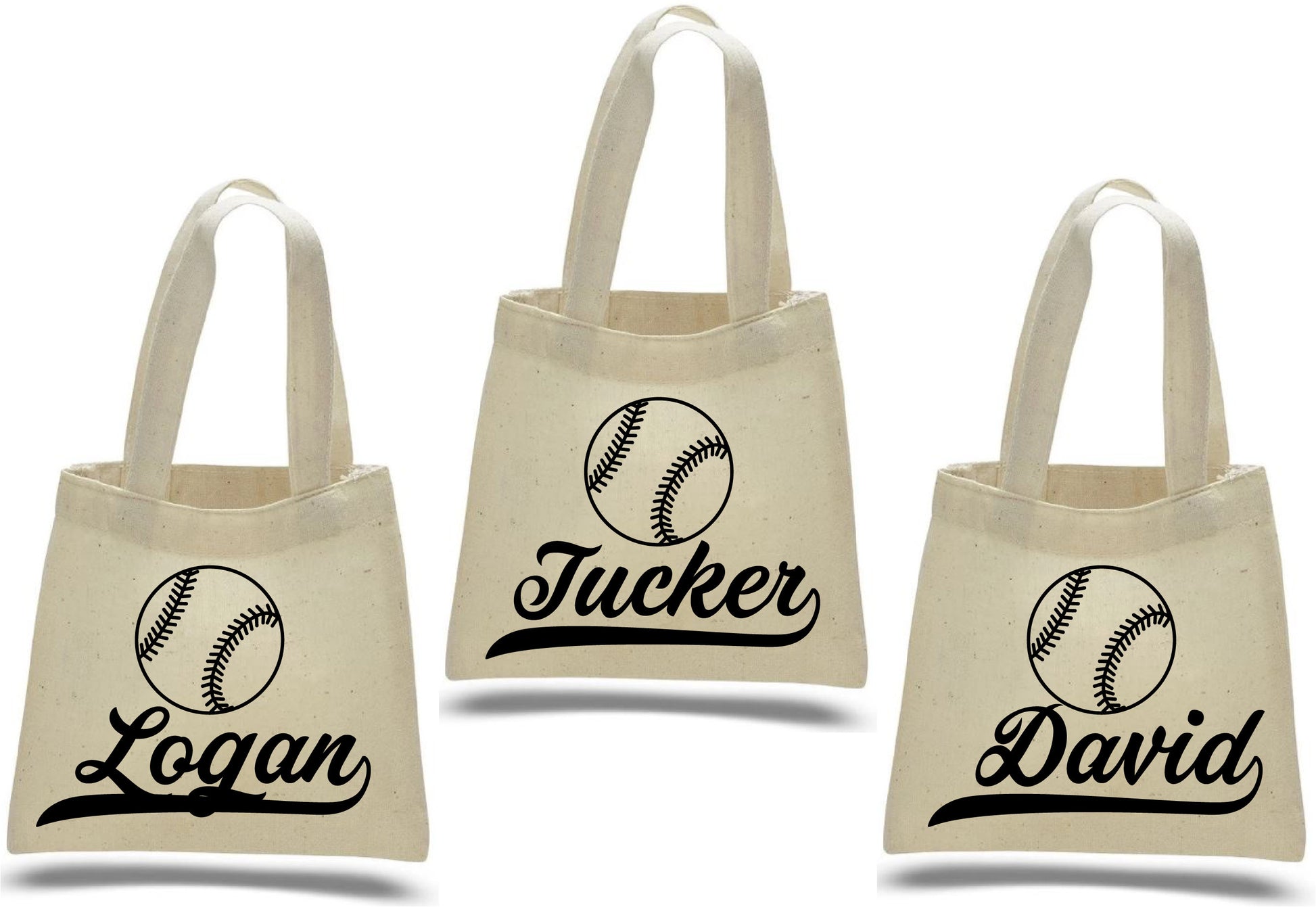 Personalized Baseball Favor Bags – Custom Name Cotton Totes, Team Party