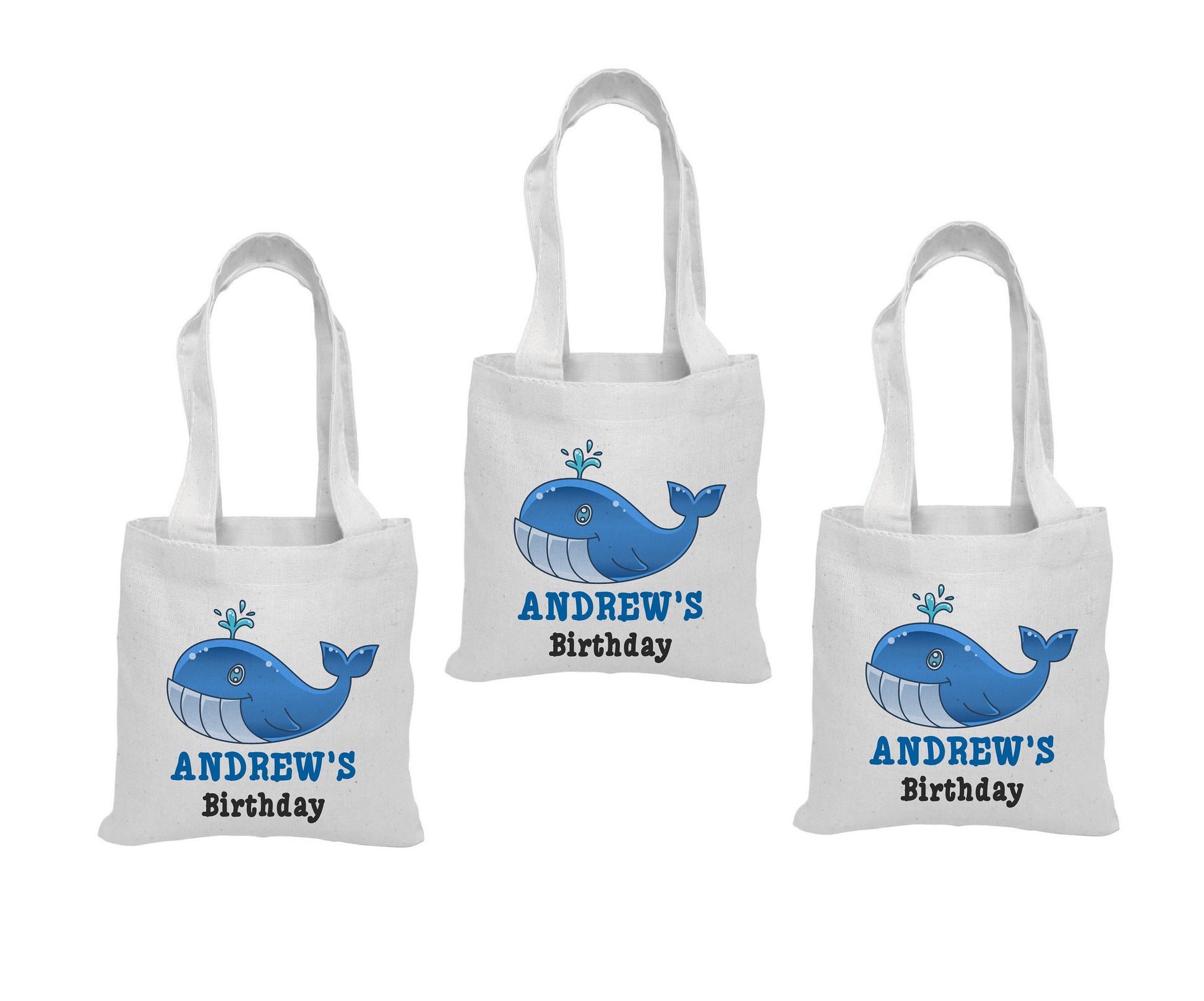 Custom Whale Party Favor Bags - Set of Three Bags