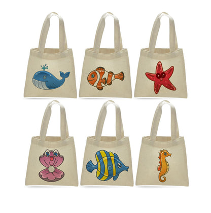 Under the Sea Party Favor Bags, Set of 6, Cotton Goodie Bags