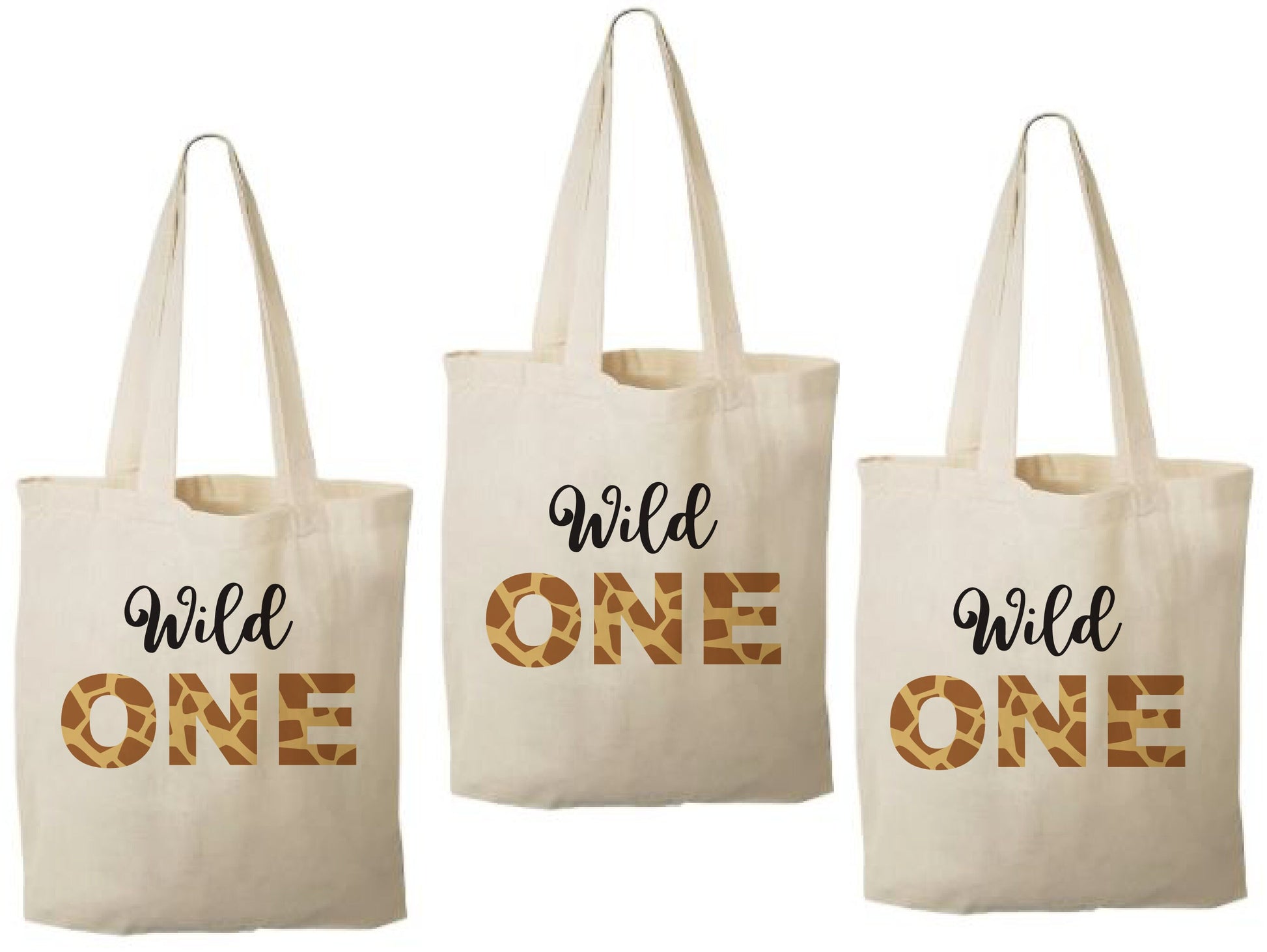 Wild One Safari Favor Bags - First Birthday Cotton Totes