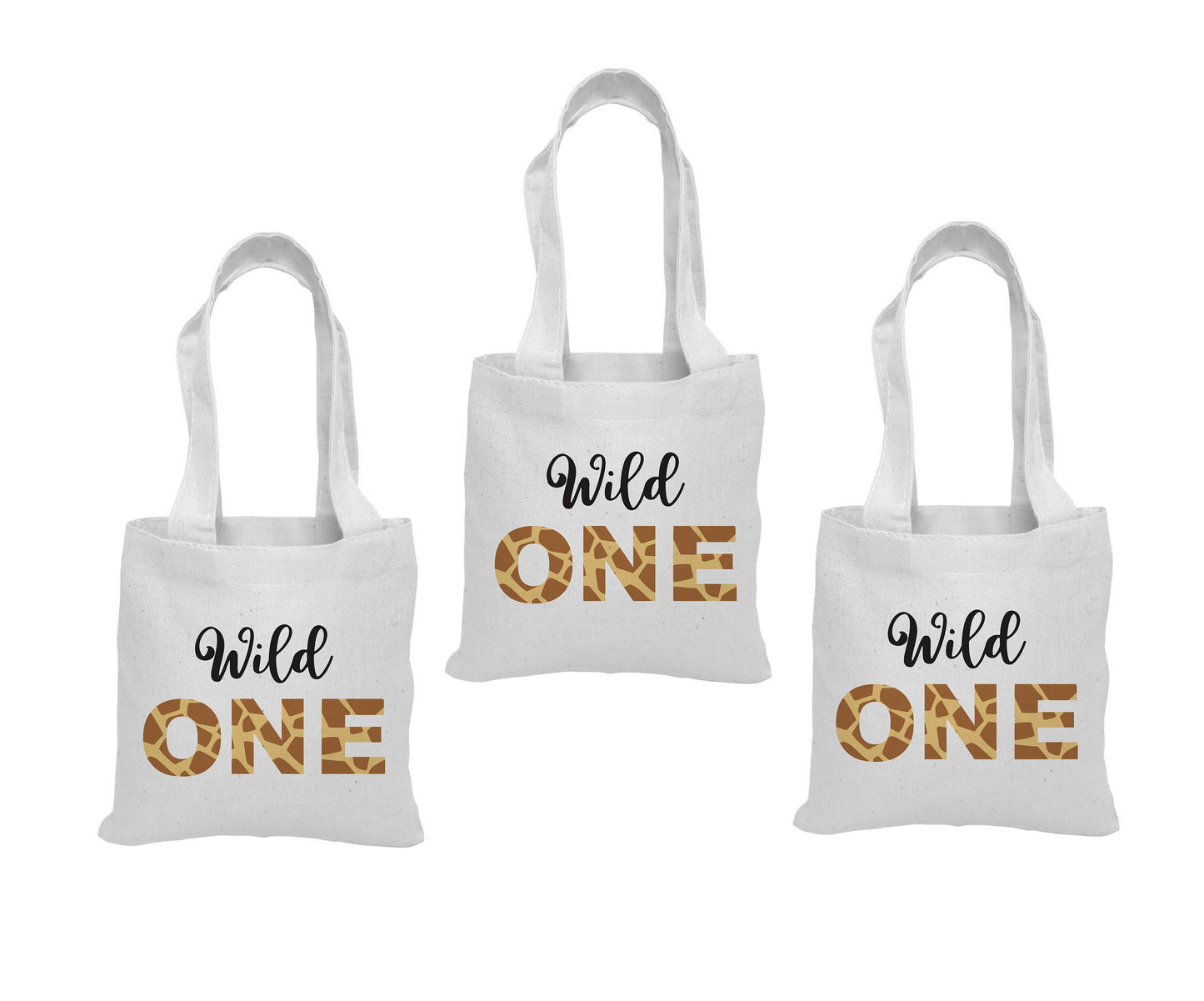 Wild One Safari Favor Bags - First Birthday Cotton Totes