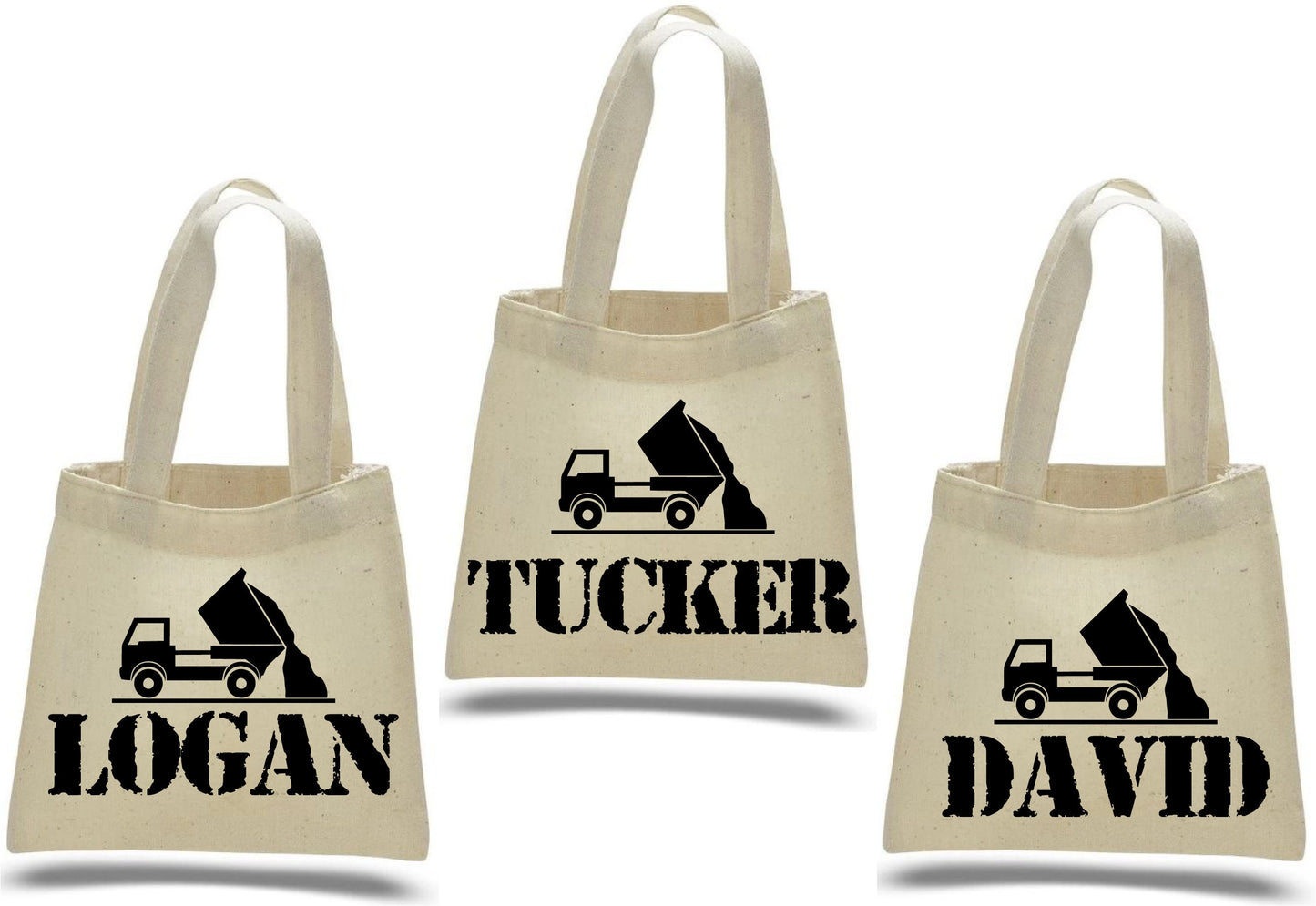 Personalized Dump Truck Party Favor Bags - Set of Three Bags