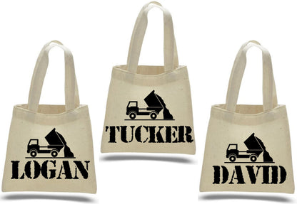 Personalized Dump Truck Party Favor Bags - Set of Three Bags
