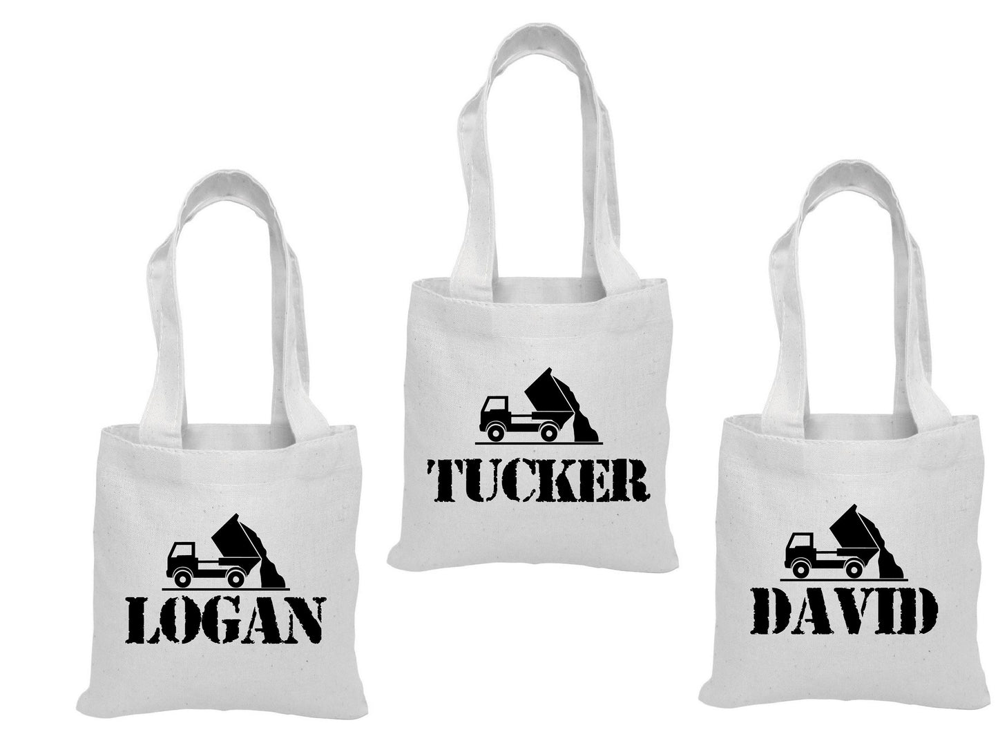 Personalized Dump Truck Party Favor Bags - Set of Three Bags