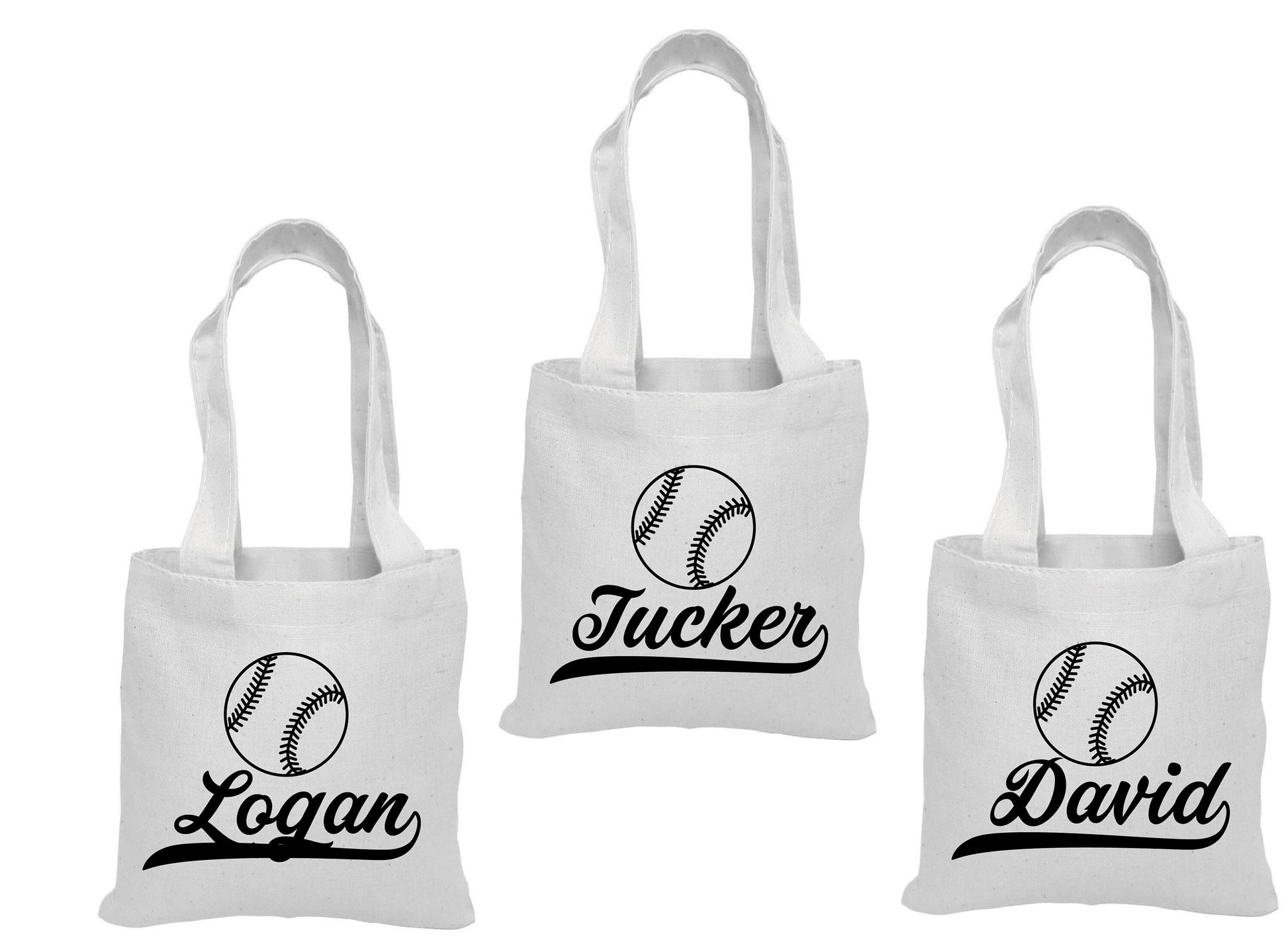 Personalized Baseball Favor Bags – Custom Name Cotton Totes, Team Party