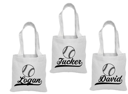 Personalized Baseball Favor Bags – Custom Name Cotton Totes, Team Party