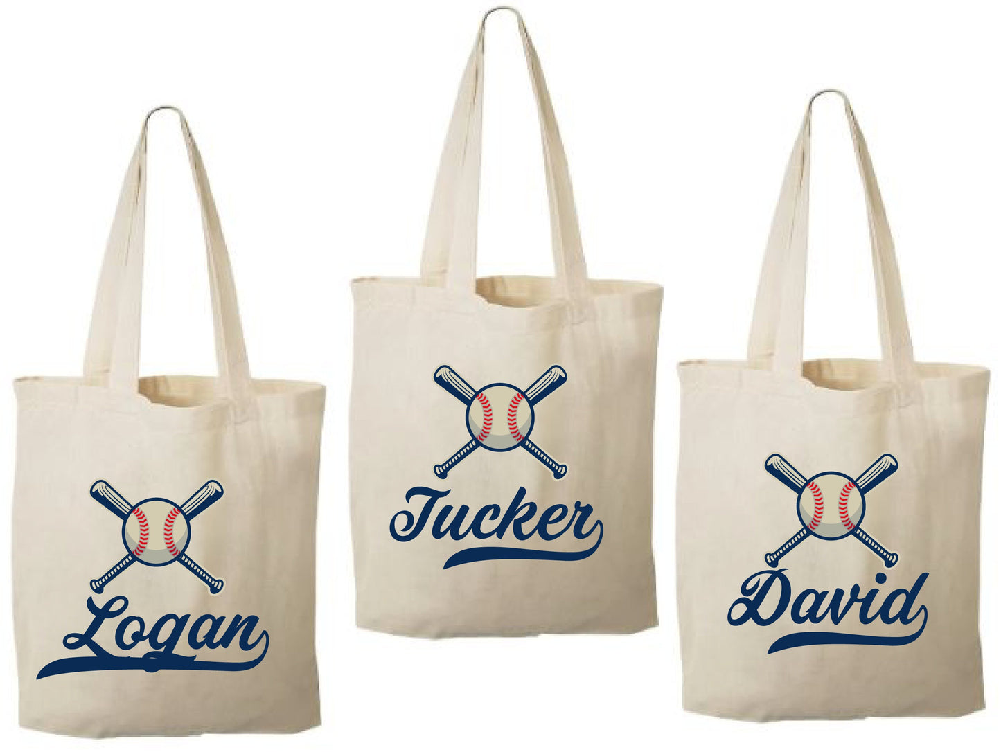 Baseball Party Favor Bags, Set of 3 Cotton Treat Bags