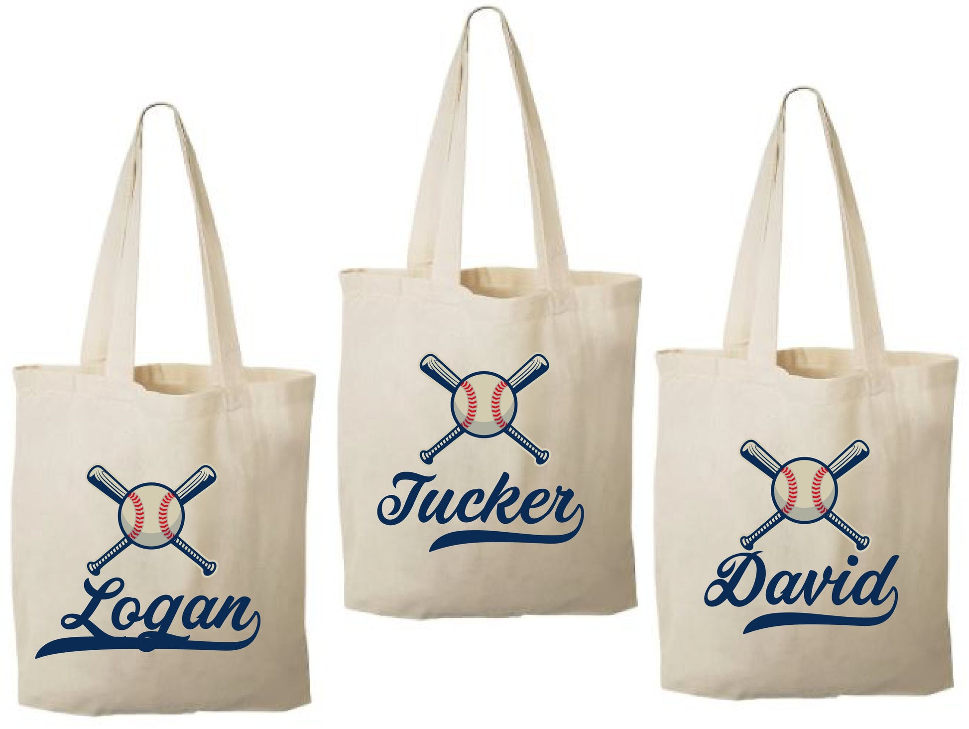 Baseball Party Favor Bags, Set of 3 Cotton Treat Bags