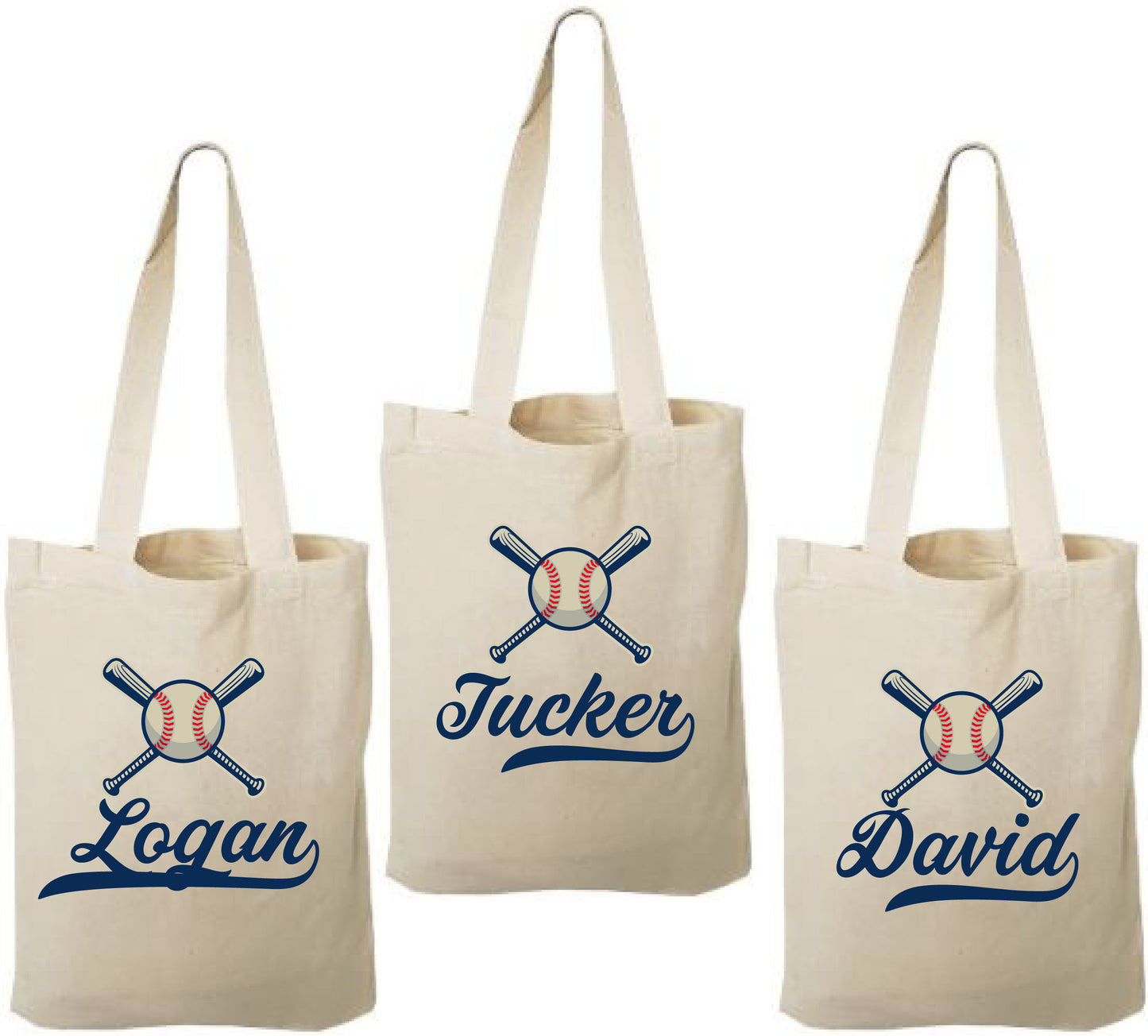 Baseball Party Favor Bags, Set of 3 Cotton Treat Bags