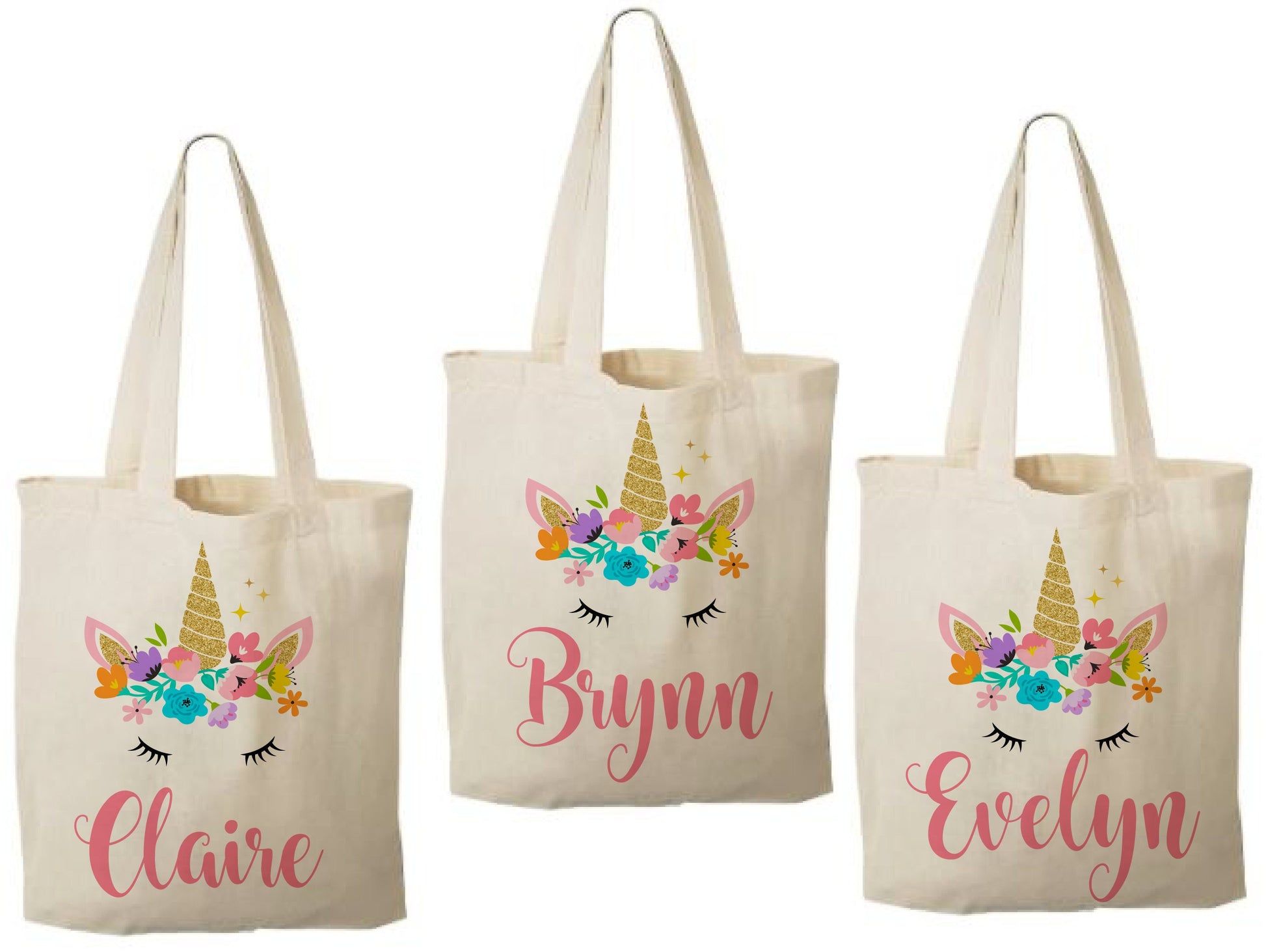 Personalized Unicorn Favor Bags – Custom Cotton Birthday Party Goodie Bags