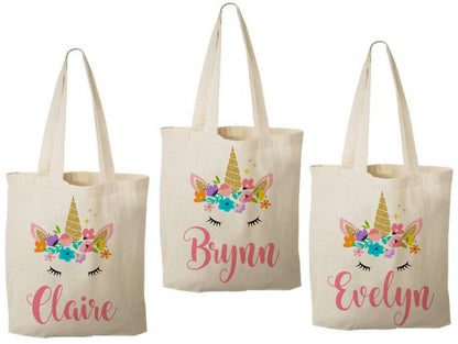 Personalized Unicorn Favor Bags – Custom Cotton Birthday Party Goodie Bags