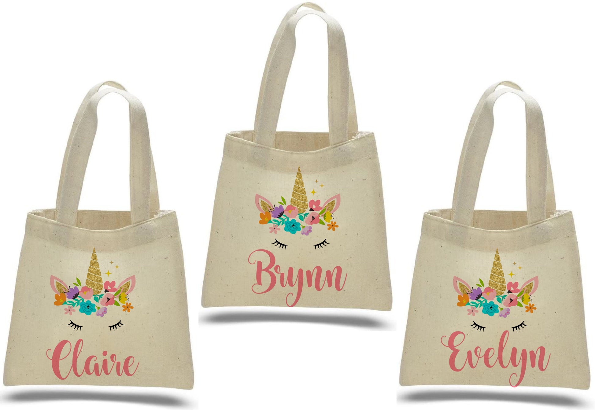 Personalized Unicorn Favor Bags – Custom Cotton Birthday Party Goodie Bags
