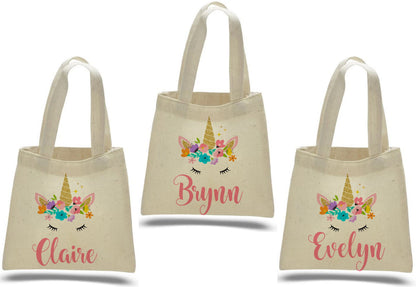Personalized Unicorn Favor Bags – Custom Cotton Birthday Party Goodie Bags