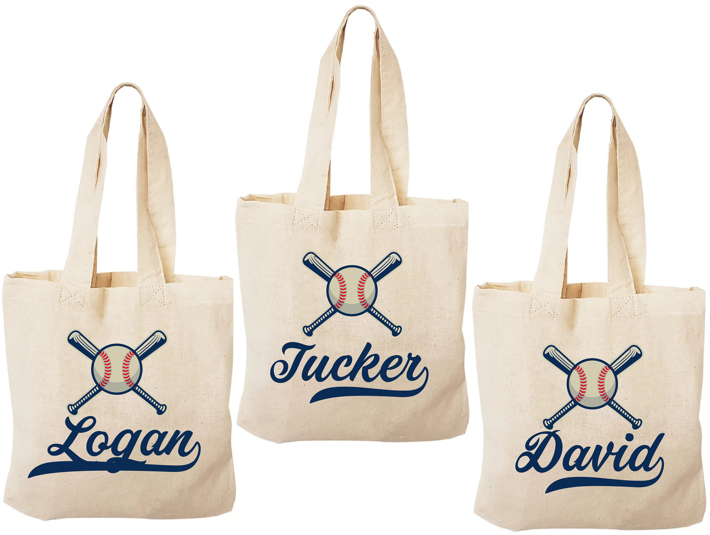 Baseball Party Favor Bags, Set of 3 Cotton Treat Bags
