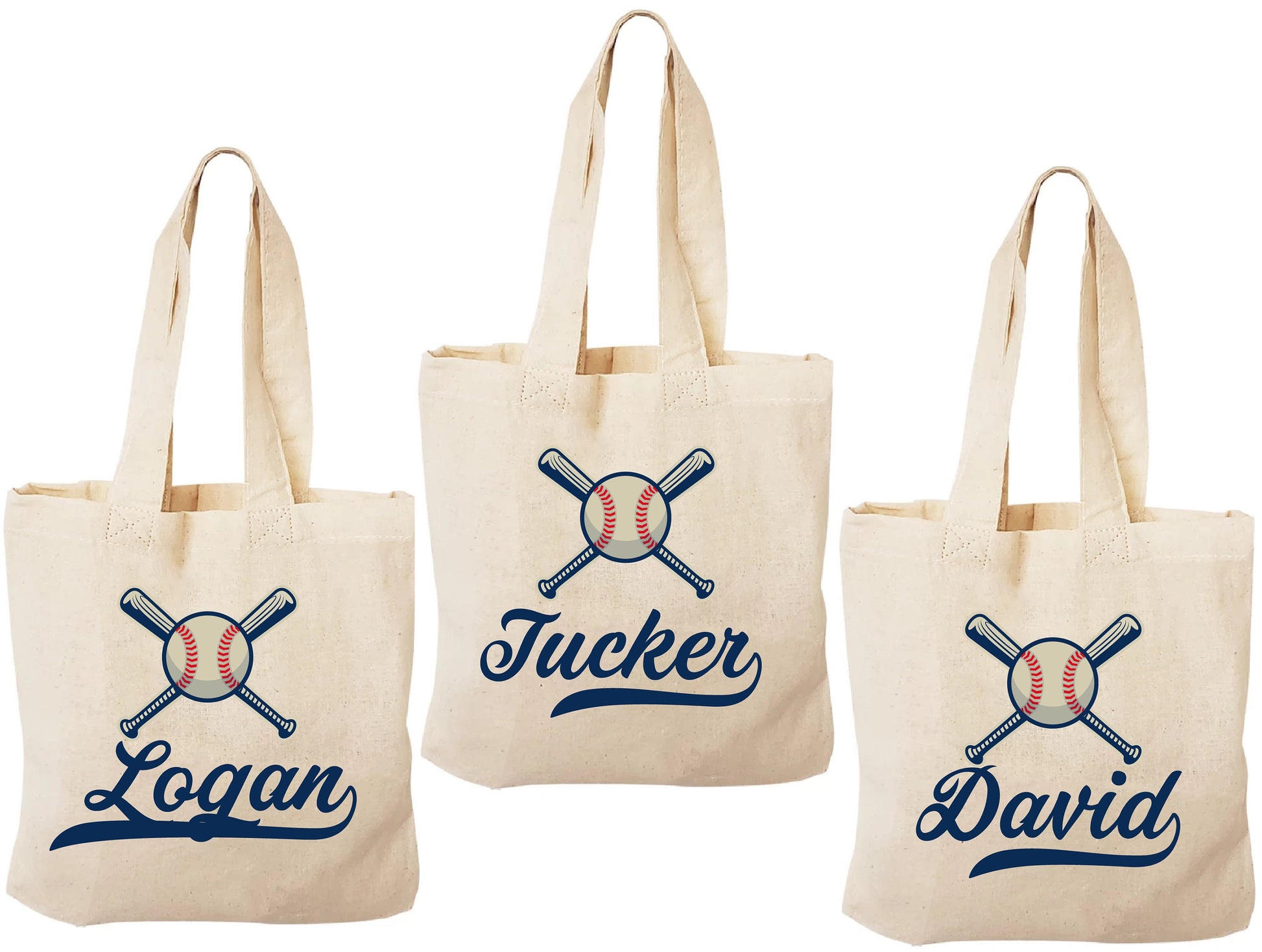 Baseball Party Favor Bags, Set of 3 Cotton Treat Bags