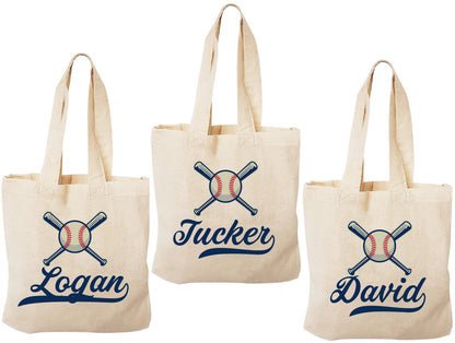 Baseball Party Favor Bags, Set of 3 Cotton Treat Bags