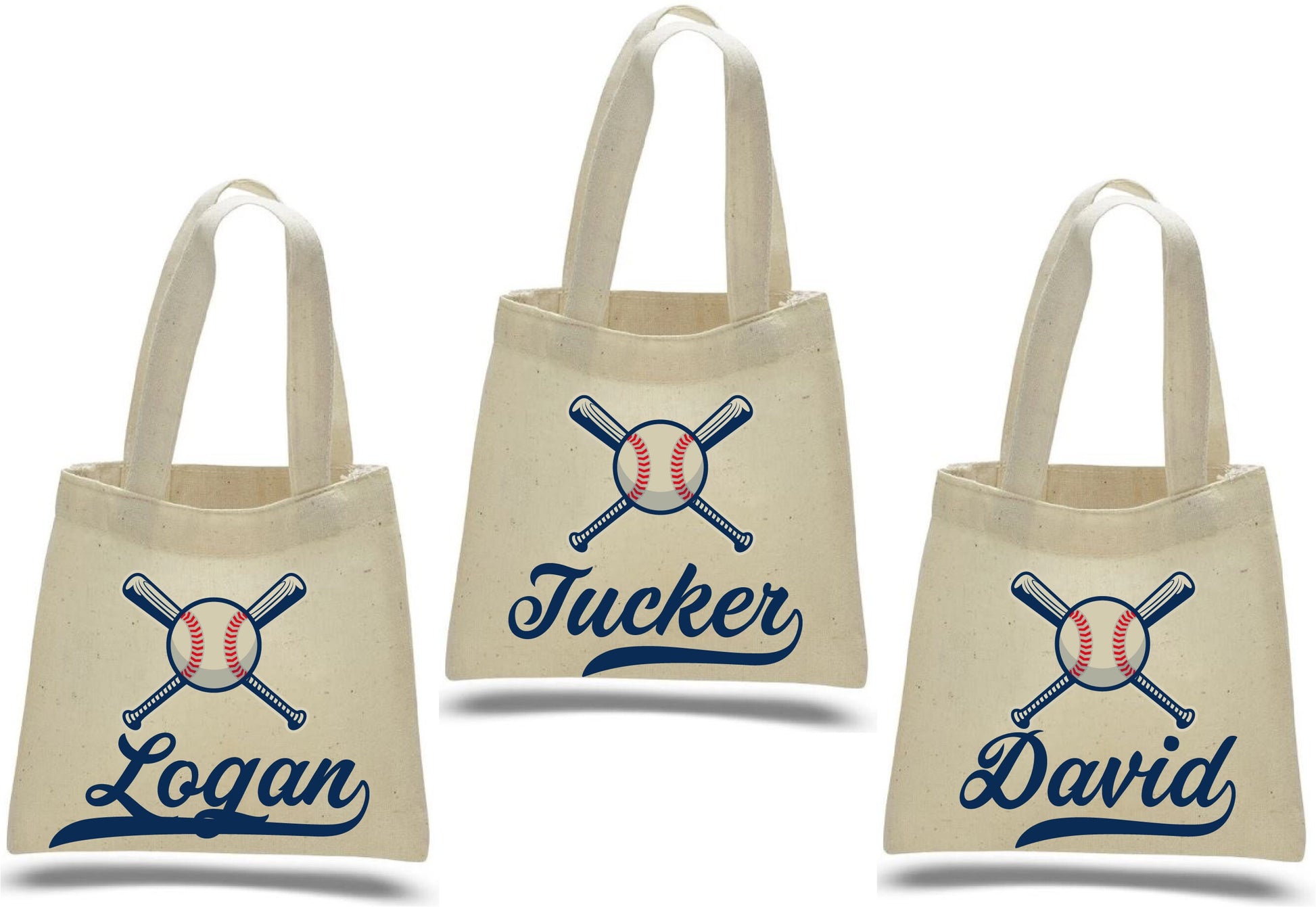 Baseball Party Favor Bags, Set of 3 Cotton Treat Bags