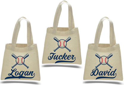 Baseball Party Favor Bags, Set of 3 Cotton Treat Bags