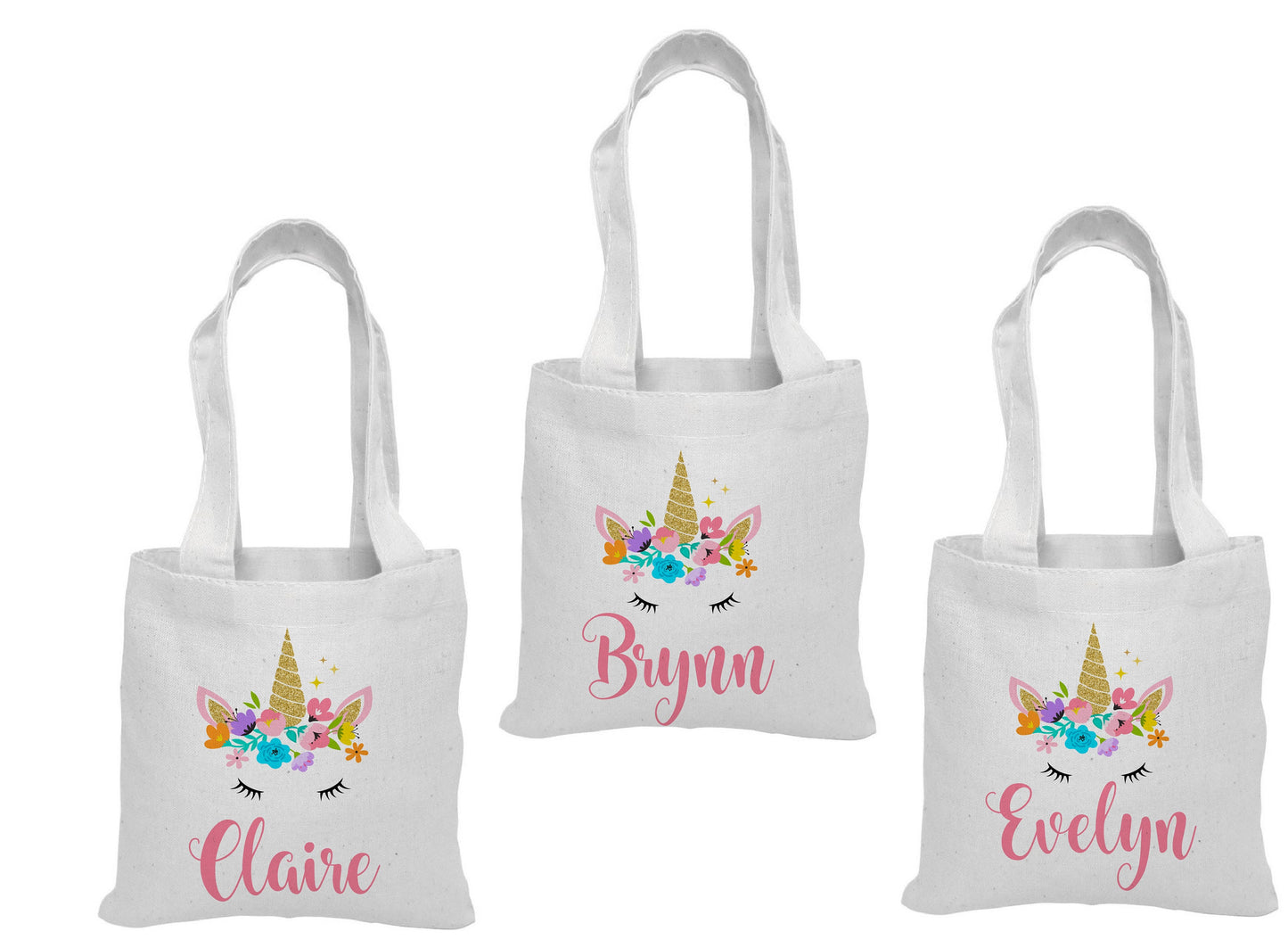 Personalized Unicorn Favor Bags – Custom Cotton Birthday Party Goodie Bags