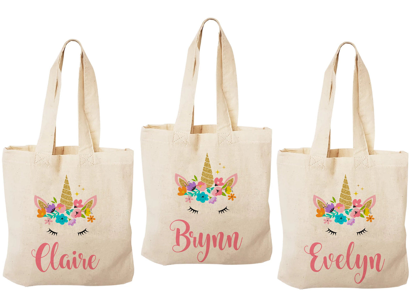 Personalized Unicorn Favor Bags – Custom Cotton Birthday Party Goodie Bags