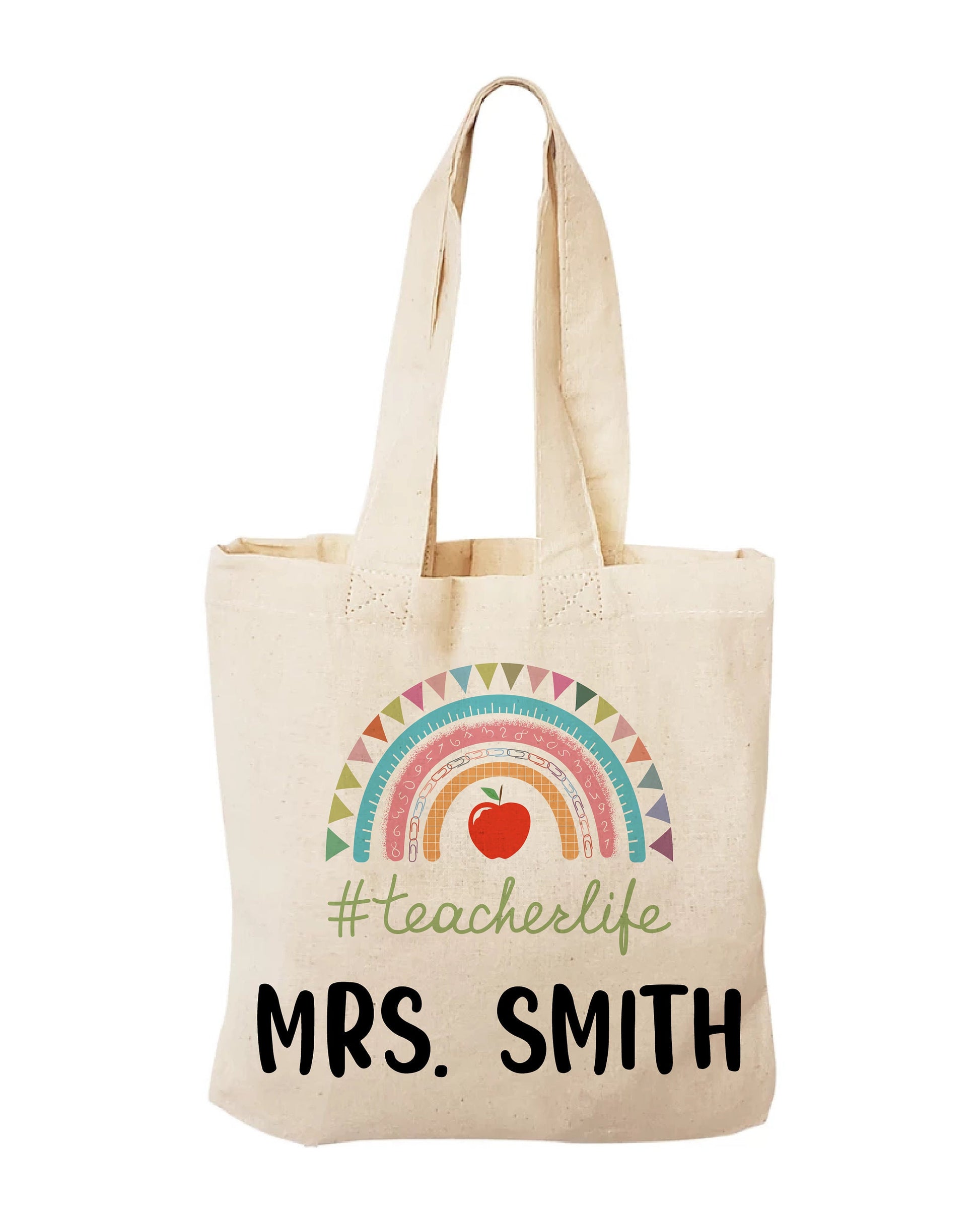 Boho Rainbow Custom Teacher Tote Bag