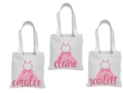 Ballerina Party Favor Bags, Set of 3 Cotton Treat Bags