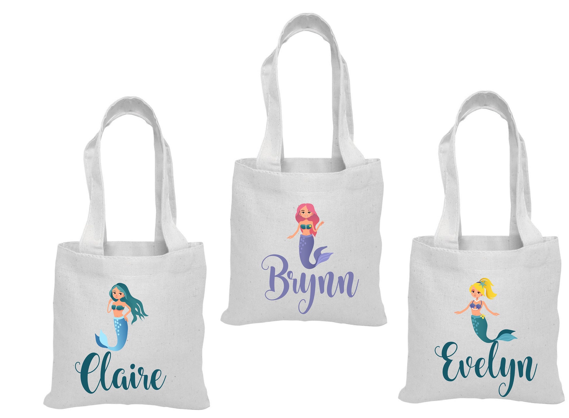 Personalized Mermaid Party Favors - Set of Three Bags