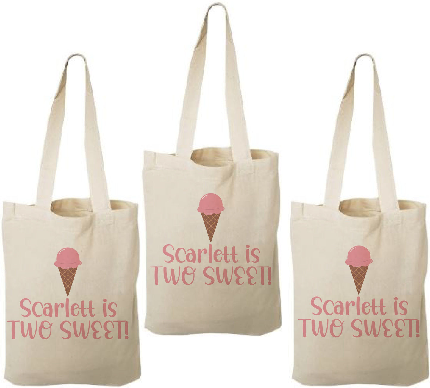 Two Sweet Ice Cream Party Favor Bags - Set of Three Bags