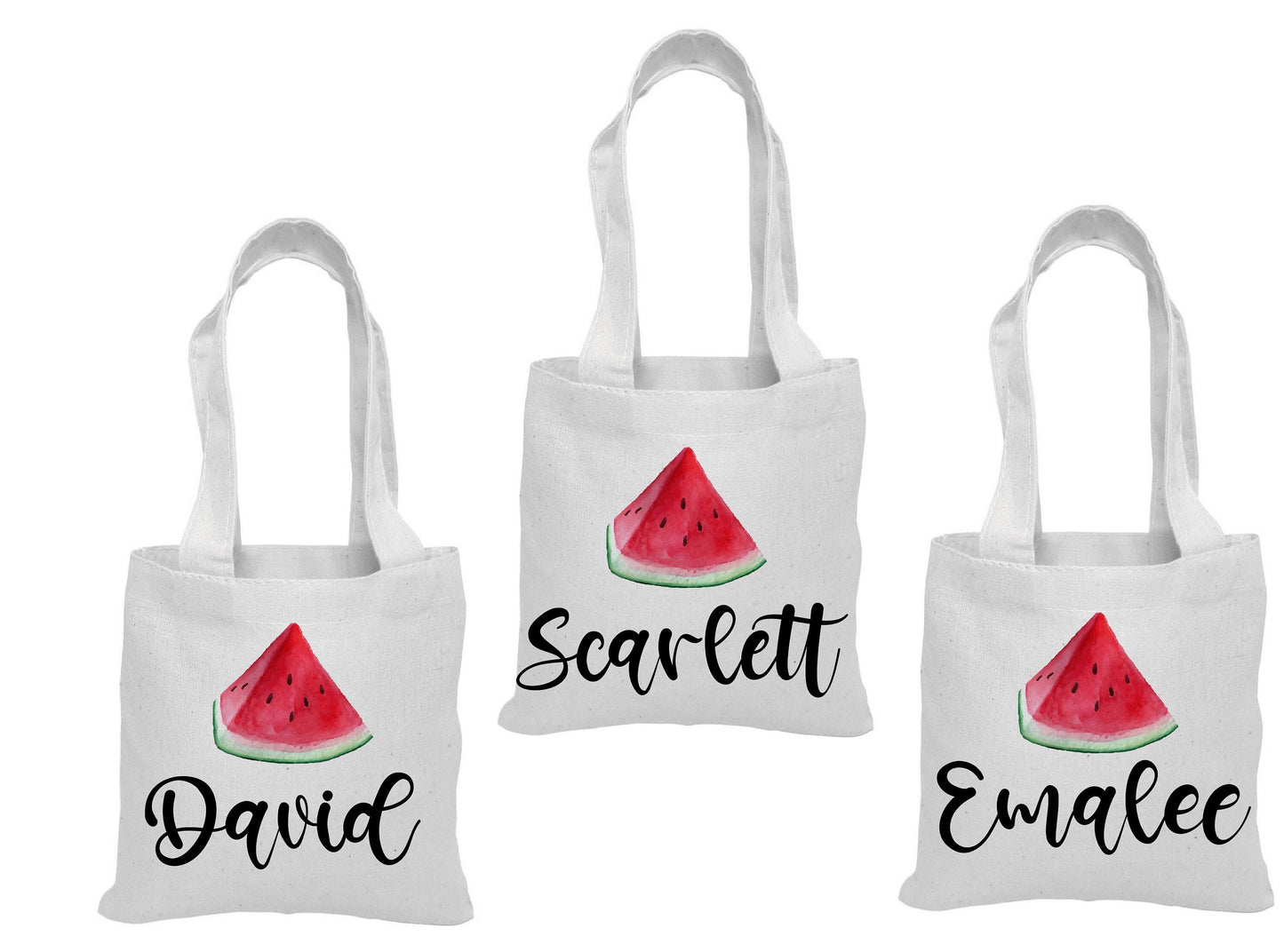Personalized Watermelon Party Favor Bags - Set of Three Bags