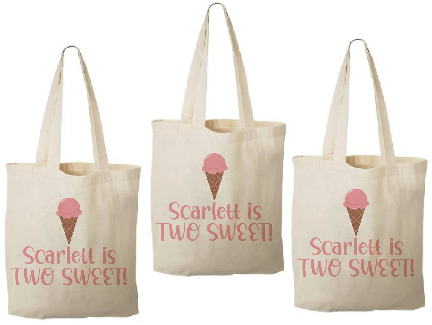 Two Sweet Ice Cream Party Favor Bags - Set of Three Bags