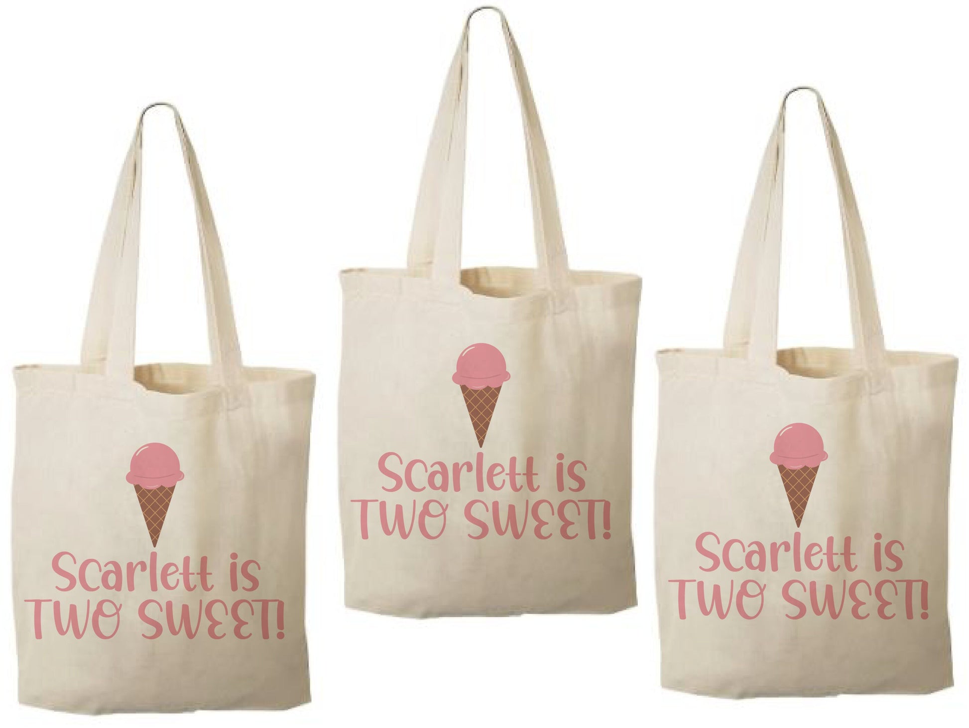 Two Sweet Ice Cream Party Favor Bags - Set of Three Bags