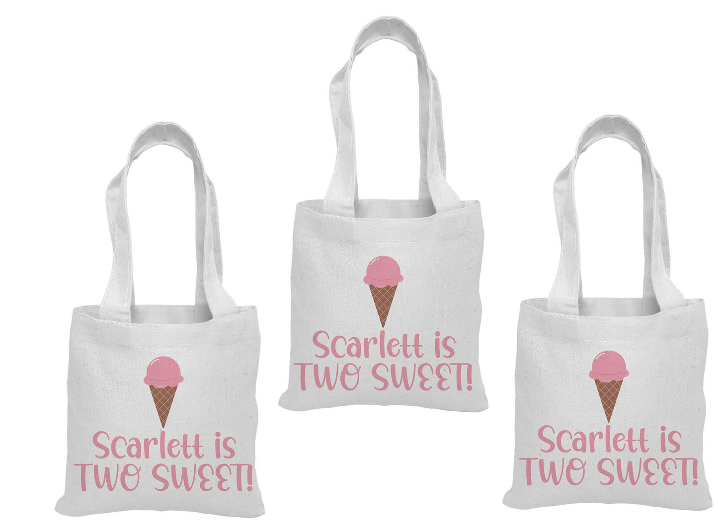 Two Sweet Ice Cream Party Favor Bags - Set of Three Bags