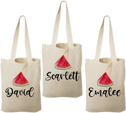 Personalized Watermelon Party Favor Bags - Set of Three Bags